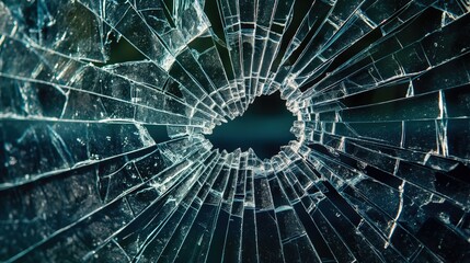 shattered broken glass car window on dark background, for overlay and screen layer modes