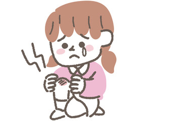 膝を擦りむいた女の子のイラスト