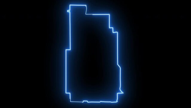 map of Minneapolis in Minnesota with a blue glowing neon effect