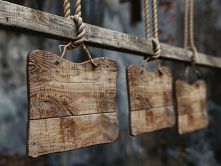 Wooden Sign Hanging From Rope