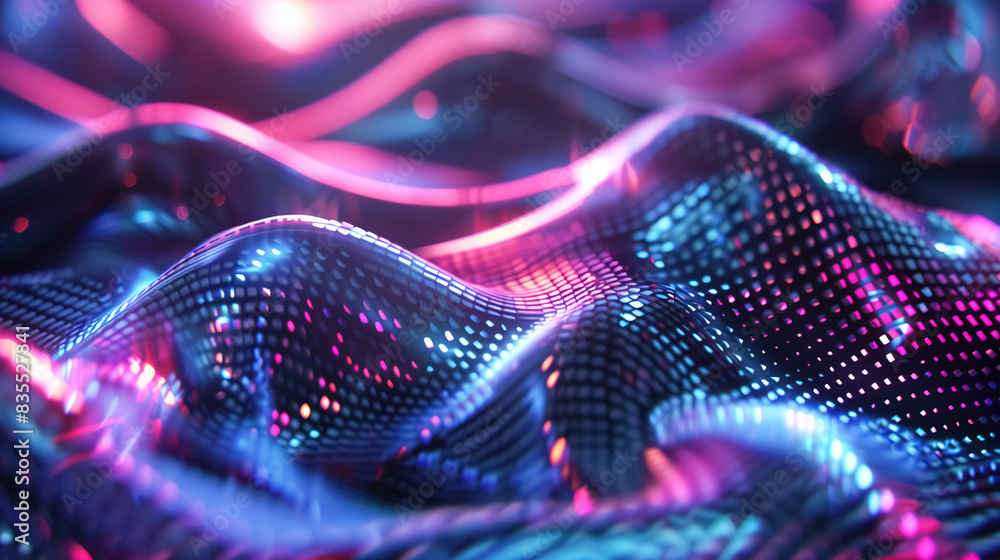 Poster abstract background with futuristic and tech-inspired designs, incorporating iridescent colors such 