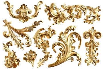 Ornate Gold Designs White Background