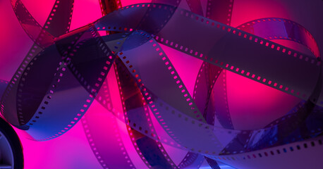 multicolored background with film strip