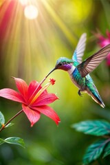 Humming bird with flower 