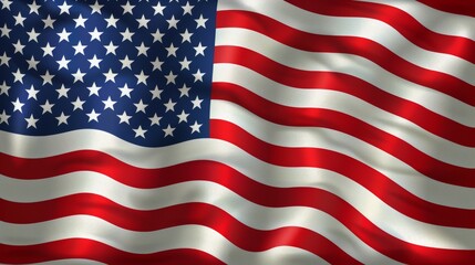 American flag with realistic fabric texture and clear area for text