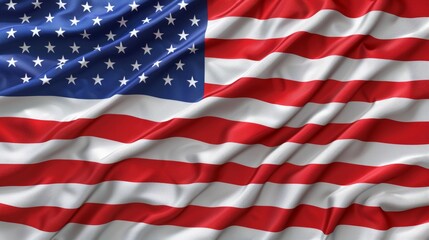 Fototapeta premium American flag with realistic fabric texture and clear area for text