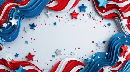 Obraz premium Patriotic background with American flag elements and blank space for copy