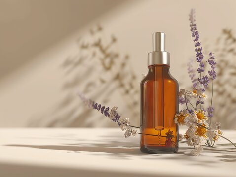 A 3D render of a bottle of essential oils for sleep