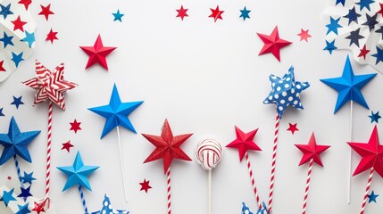 Obraz premium Studio shot of July 4th party props with a blank background for copy