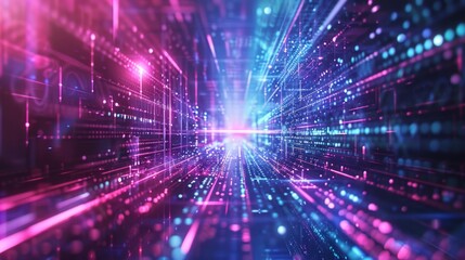 Obraz premium Futuristic Digital Data Stream, Generative AI