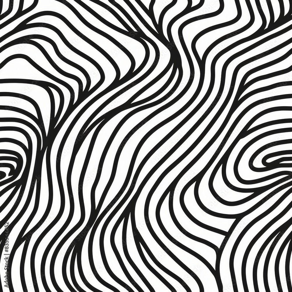 Aufkleber seamless pattern with abstract wavy lines. black and white background