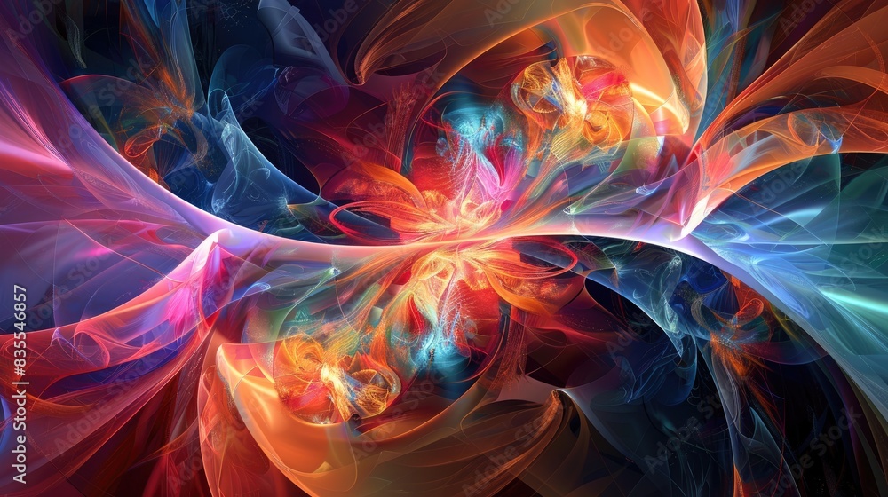 Aufkleber fractal shapes and vivid colors create abstract background movement
