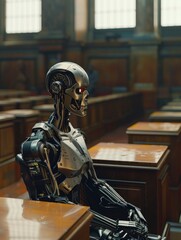 Robot working at a desk