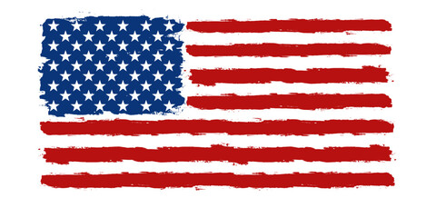 American flag paint texture. Grunge USA Flag. Vector Illustration for Celebration Holiday 4 of July American President Day. Stars and stripes © Good Goods