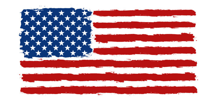 American flag paint texture. Grunge USA Flag. Vector Illustration for Celebration Holiday 4 of July American President Day. Stars and stripes