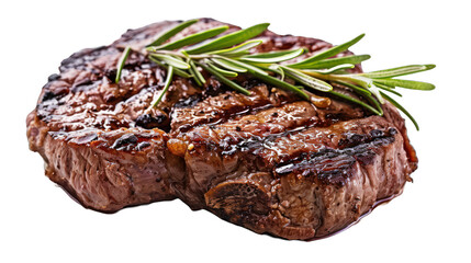 Medium rare steak isolated on a transparent background