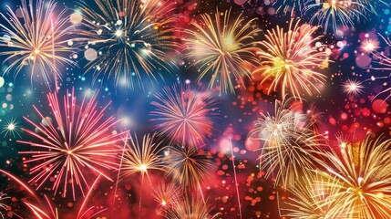 Fototapeta premium Fireworks in the night sky with room for a July 4th message