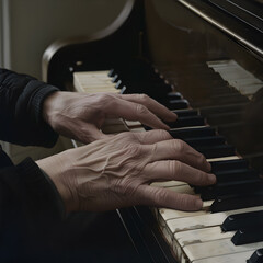 hands playing piano