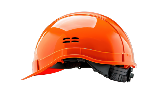 Orange helmet isolated on a transparent background