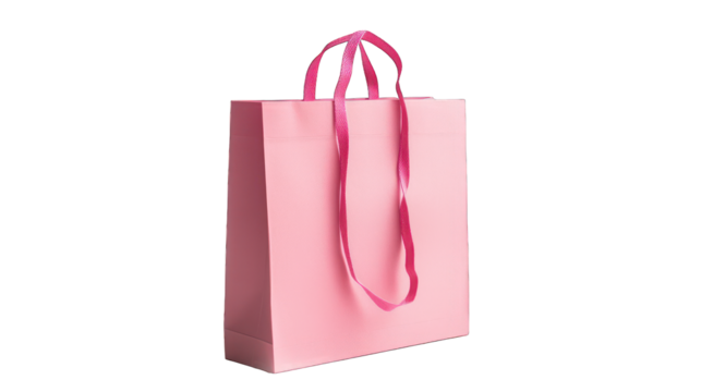 Pink paper bag isolated on a transparent background