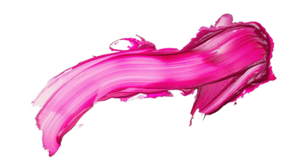 Pink paint brush stroke isolated on transparent background