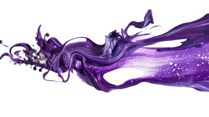Purple paint brush stroke isolated on transparent background