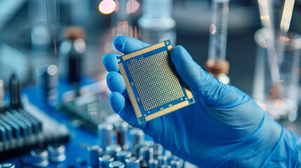 closeup of hands working on chip, Integrated circuit ( IC ), manufacturing, 