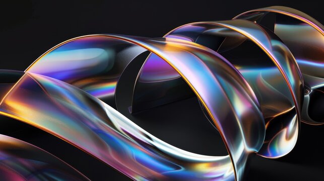 Colorful Iridescent Abstract Ribbon - Generative AI