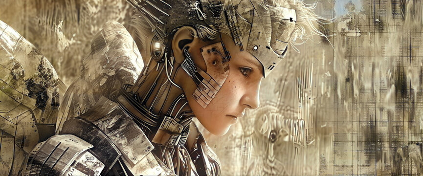 Angel, humanoid, cyber, AI, cyborg and alien.AI generated.	