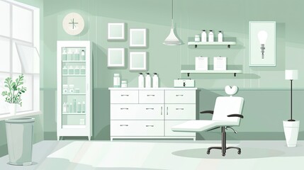 A vector illustration of an aesthetic medical clinic interior