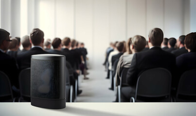 Fototapeta premium Public speaker talking in front of audience, Successful businessman holds business conference for the press, Speaker at Business Conference and Presentation