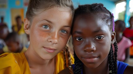 potrait of two indian girl looking at the camera