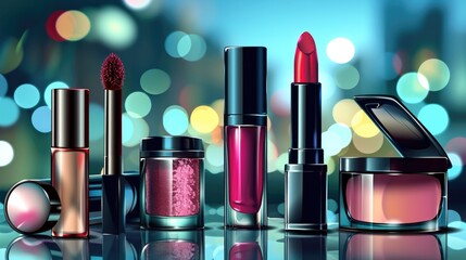 A selection of lipsticks arranged on a flat surface, useful for beauty or cosmetic products advertising