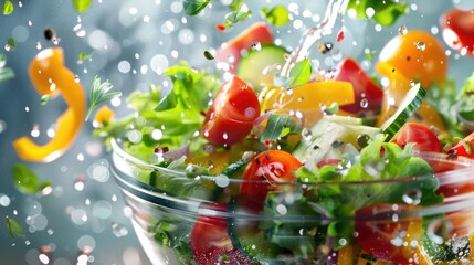 A glass bowl filled with various fresh vegetables - Powered by Adobe