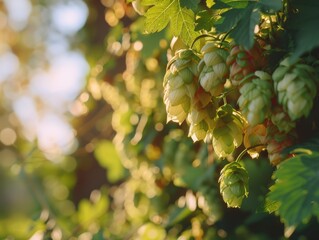 A tree with a lush growth of green hops, ideal for photography or illustration