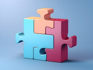 Obraz premium Business puzzle, Colorful 3D Business Puzzle, Business people joining puzzle together, teamwork and unity in business concept