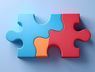 Fototapeta premium Business puzzle, Colorful 3D Business Puzzle, Business people joining puzzle together, teamwork and unity in business concept