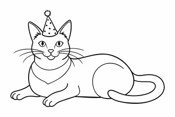 outline doodle line art gentleman Burmese cat vector illustration