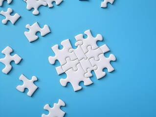 
Business puzzle, Colorful 3D Business Puzzle, Business people joining puzzle together, teamwork and unity in business concept