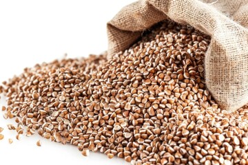 Obraz premium A woven basket filled with grains of wheat