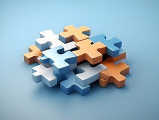 Obraz premium Business puzzle, Colorful 3D Business Puzzle, Business people joining puzzle together, teamwork and unity in business concept