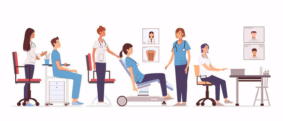 Fototapeta premium Diverse group of healthcare professionals in a modern medical setting