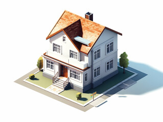 A model of 3d real estate house building, Conceptual flat and building on urban area, real estate housing concept