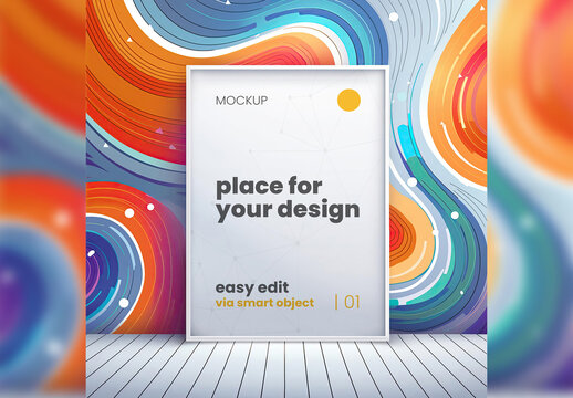 Illustrated Colorful Playful Poster Frame Mockup 04 Generative Ai