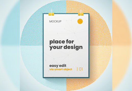 Illustrated Pointillism dots Poster Frame Mockup Generative Ai