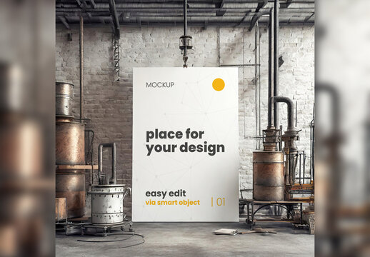 Indutrial Factory Poster Frame Mockup Generative Ai