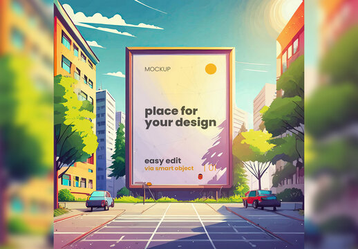 japanese Anime Comic Style Poster Frame Mockup 15 Generative Ai