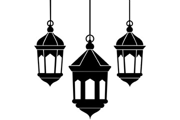 lamaic Eid lanterns silhouette vector illustration