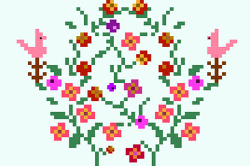 Ethnic geometric seamless fabric pattern Cross Stitch.