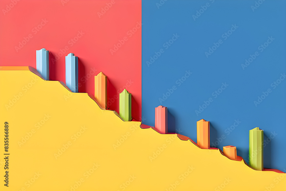 Poster colorful up and down bar graph chart